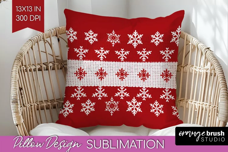 Nordic Christmas Pillow Sublimation - Winter Pillow Cover