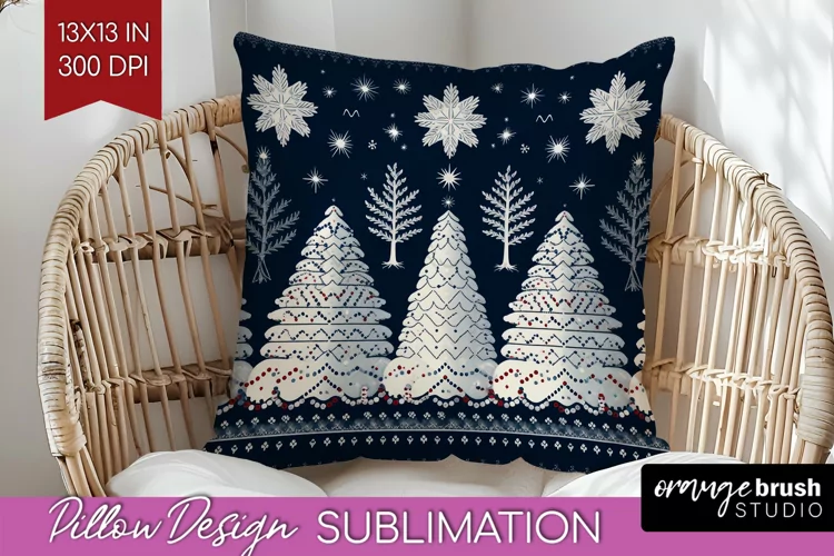 Nordic Christmas Pillow Sublimation - Winter Pillow Cover
