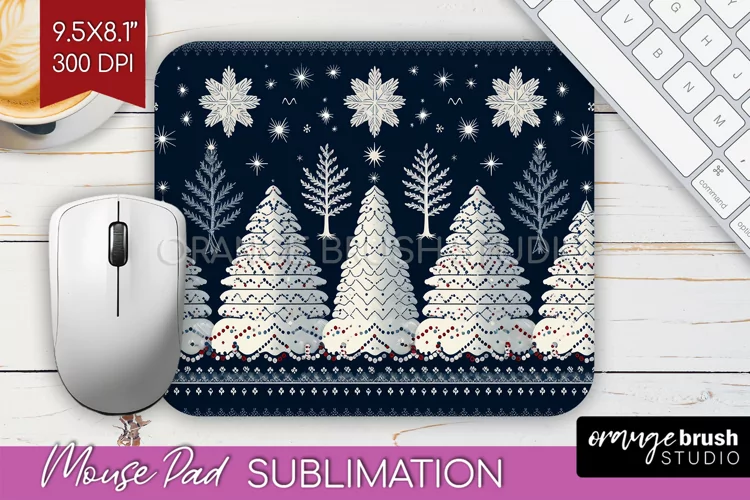 Nordic Christmas Mouse Pad Sublimation - Winter Mousepad PNG