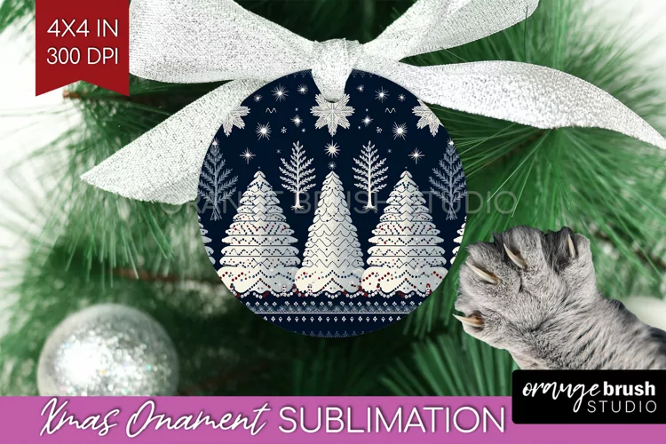 Nordic Christmas Ornament PNG - Winter Pattern Sublimation