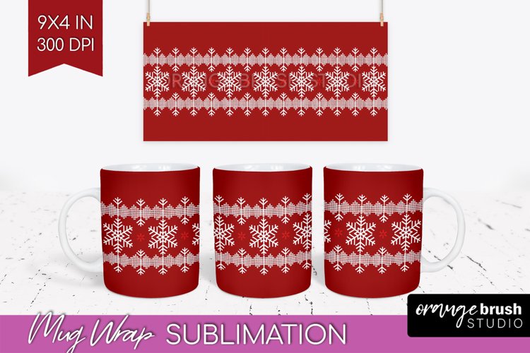 Nordic Christmas Mug Wrap - Winter 15 oz Mug Sublimation