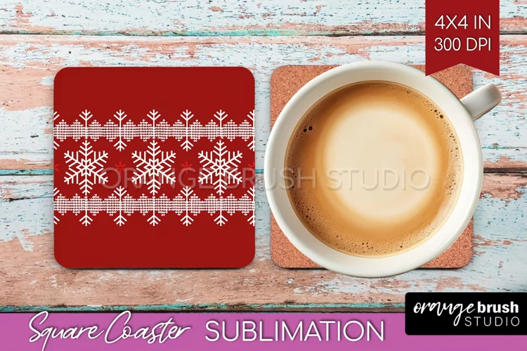 Nordic Christmas Square Coaster - Winter Coaster Sublimation