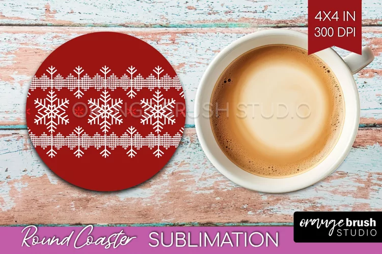 Nordic Christmas Round Coaster - Winter Coaster Sublimation