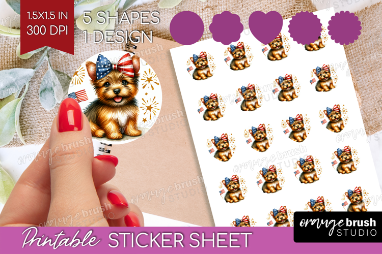 Norwich Terrier Dog Round Sticker Patriotic Dog Printable