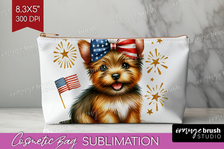 Norwich Terrier Dog Cosmetic Bag Patriotic Dog Makeup Bag example image 1
