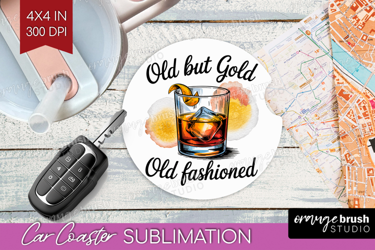 Old Fashioned Cocktail Car Coaster Summer Drink Coaster PNG