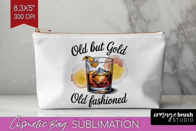 Old Fashioned Cocktail Cosmetic Bag Summer Drink Makeup Bag