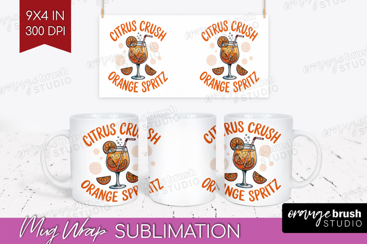 Orange Spritz Cocktail Mug Wrap Summer Drink Mug PNG