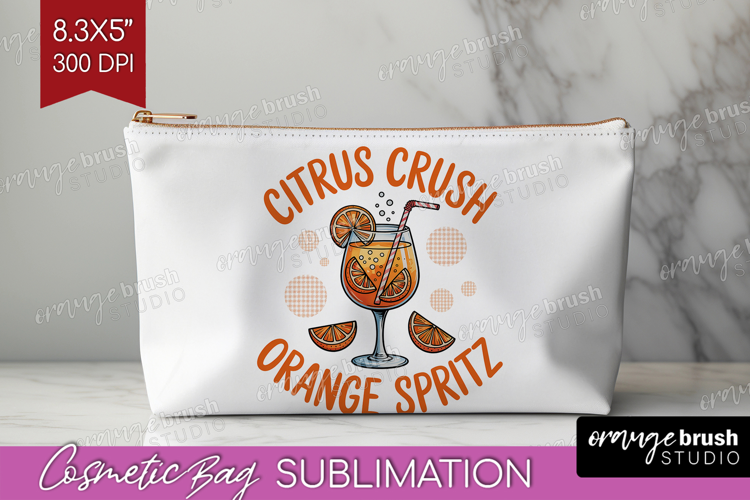 Orange Spritz Cocktail Cosmetic Bag Summer Drink Makeup Bag