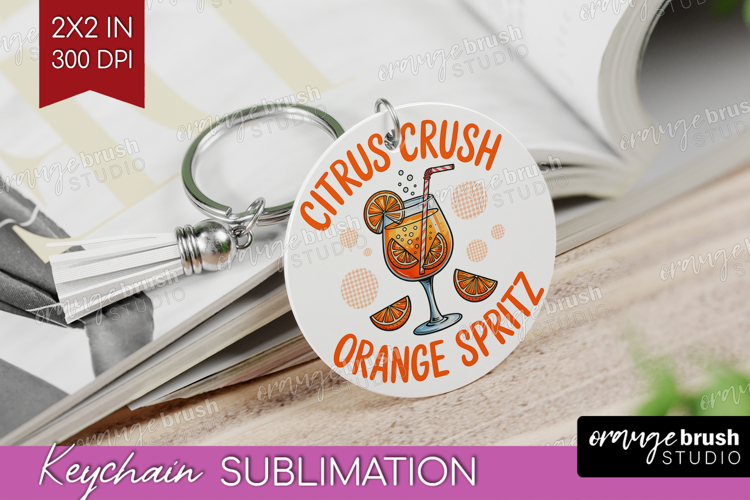 Orange Spritz Cocktail Keychain PNG Summer Drink Keychain