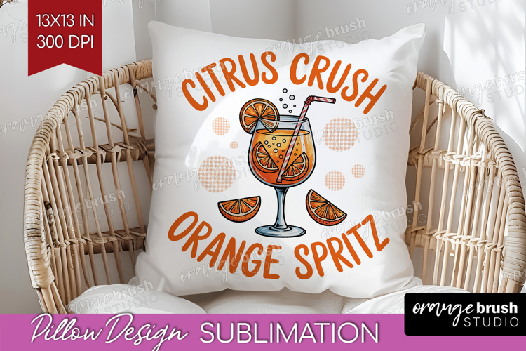 Orange Spritz Cocktail Pillow Sublimation Summer Drink Cover