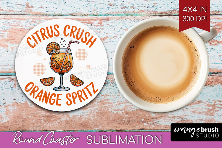 Orange Spritz Cocktail Round Coaster Summer Drink Coaster