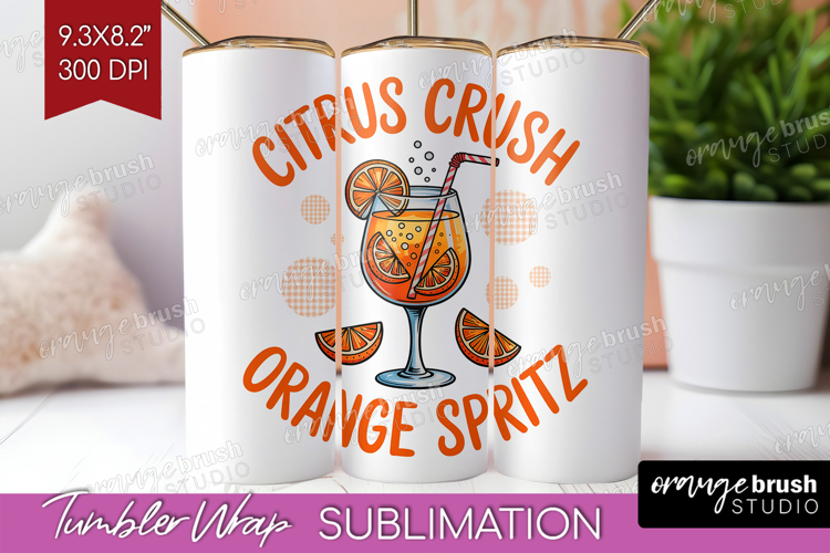 Orange Spritz Cocktail Tumbler Wrap Summer Drink Tumbler PNG