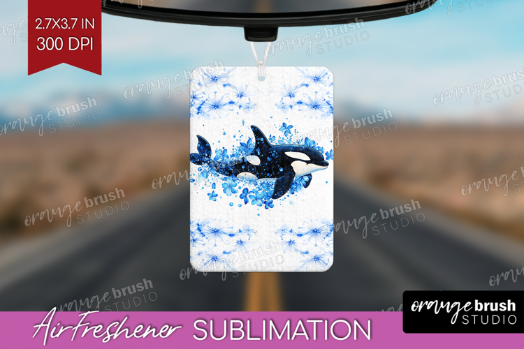 Orca Floral Air Freshener PNG Blue Flowers PNG Sublimation example image 1