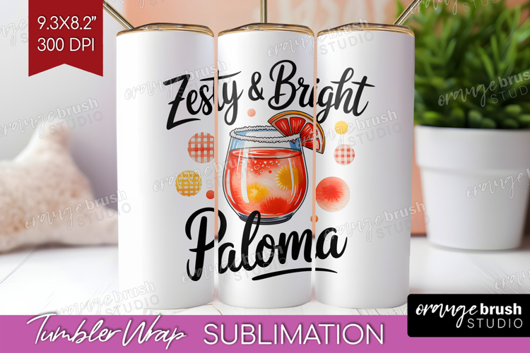 Paloma Cocktail Tumbler Wrap Summer Drink Tumbler PNG