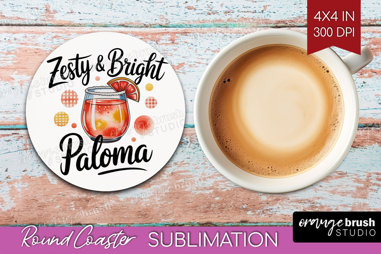 Paloma Cocktail Round Coaster Summer Drink Coaster PNG