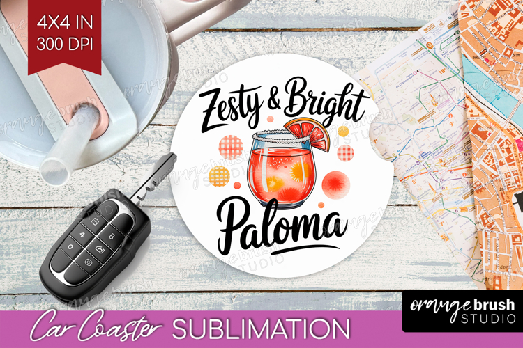 Paloma Cocktail Car Coaster Summer Drink Coaster PNG