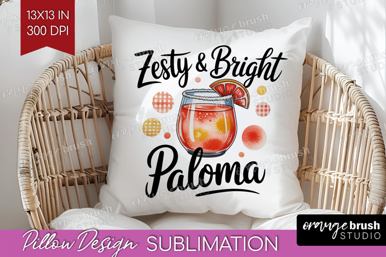 Paloma Cocktail Pillow Sublimation Summer Drink Pillow Cover