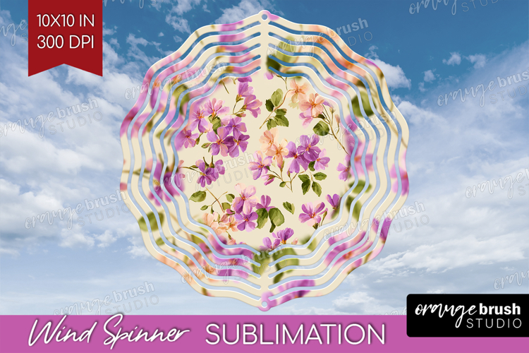 Pastel Flowers Wind Spinner Sublimation PNG - Summer Round