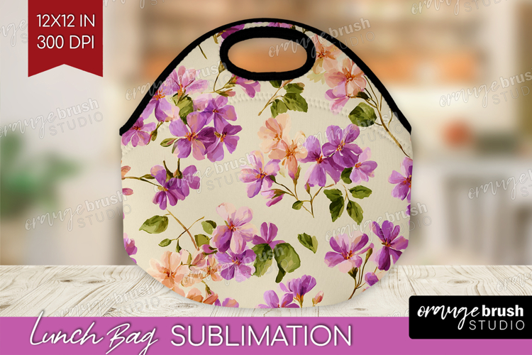 Pastel Flowers Lunch Bag - Summer Lunch Bug PNG Sublimation