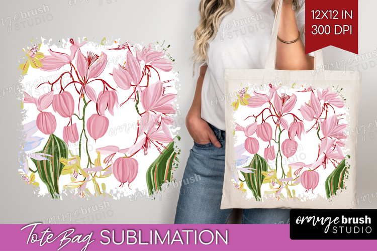 Pastel Flowers Tote Bag - Summer Tote Bag PNG Sublimation