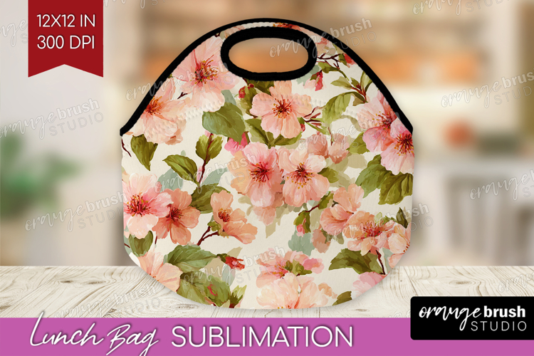 Pastel Flowers Lunch Bag - Summer Lunch Bug PNG Sublimation