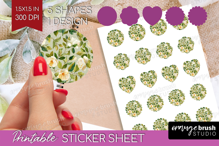 Pastel Flowers Round Sticker - Summer Printable Sticker