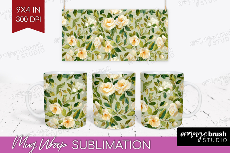 Pastel Flowers Mug Wrap - Summer Mug PNG Sublimation