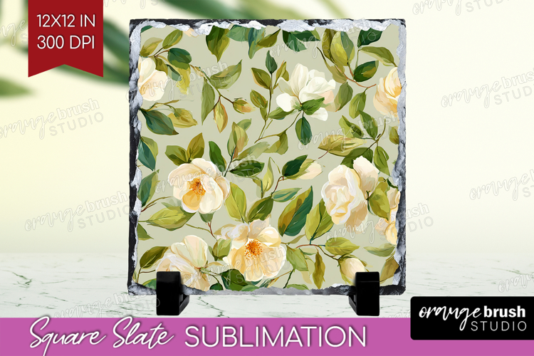 Pastel Flowers Slate PNG - Summer Square Slate Sublimation