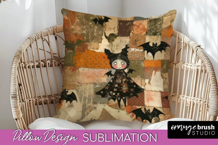 Patchwork Halloween Pillow Sublimation - Ghost Pillow Cover
