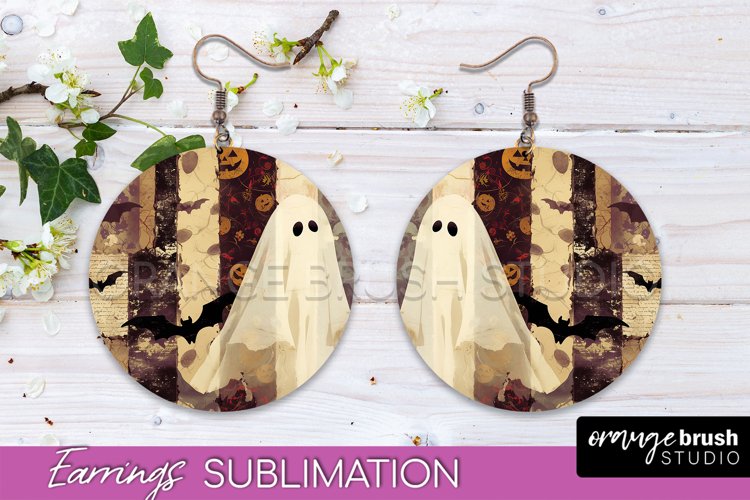 Patchwork Halloween Earrings Round Earrings Sublimation