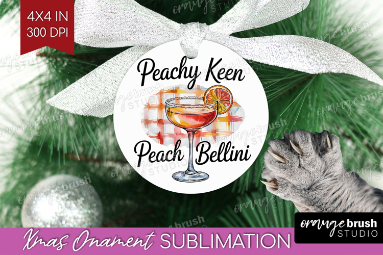 Peach Bellini Cocktail Ornament PNG Summer Drink PNG