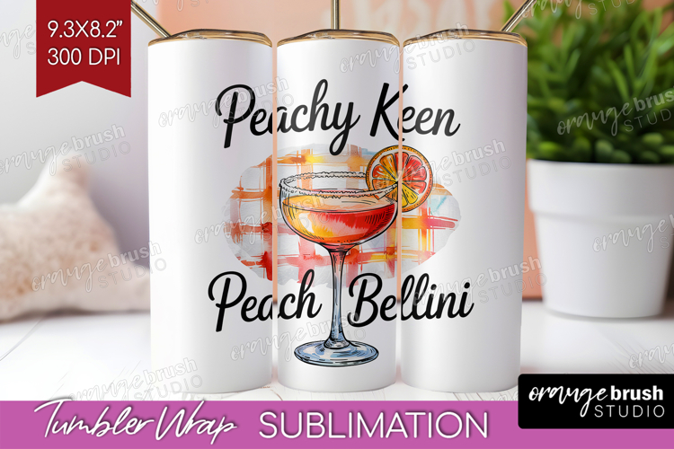 Peach Bellini Cocktail Tumbler Wrap Summer Drink Tumbler PNG