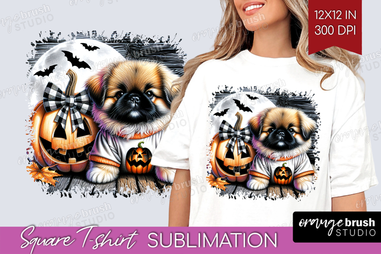 Pekingese Dog Square Tshirt Background Halloween PNG