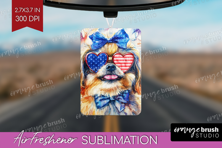 Pekingese Dog Air Freshener PNG 4th Of July PNG Sublimation
