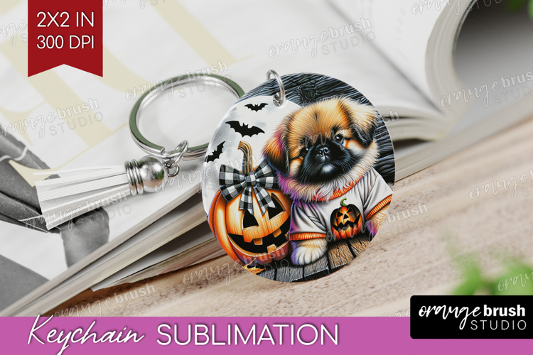 Pekingese Dog Keychain PNG Halloween Keychain Sublimation