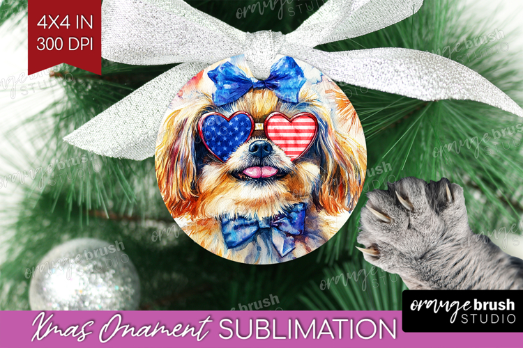 Pekingese Dog Ornament PNG 4th Of July PNG Sublimation