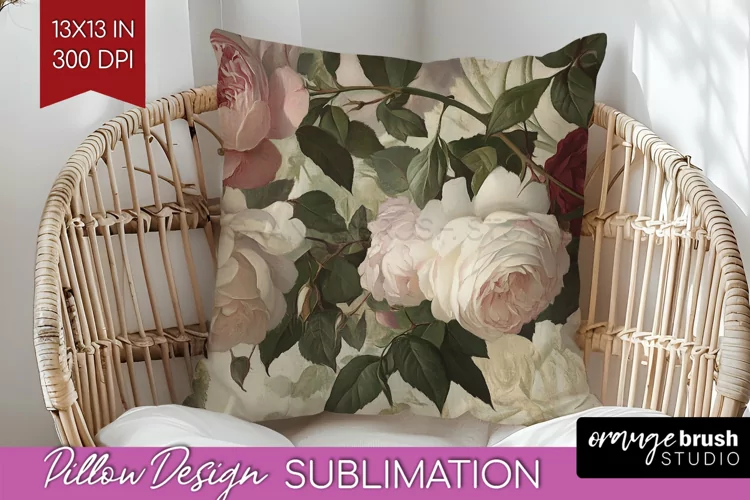 Peony Flowers Pillow Sublimation - Floral Pillow Cover PNG