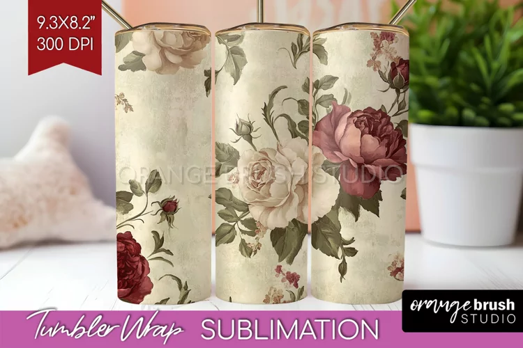 Peony Flowers Tumbler Wrap - Floral Tumbler PNG Sublimation