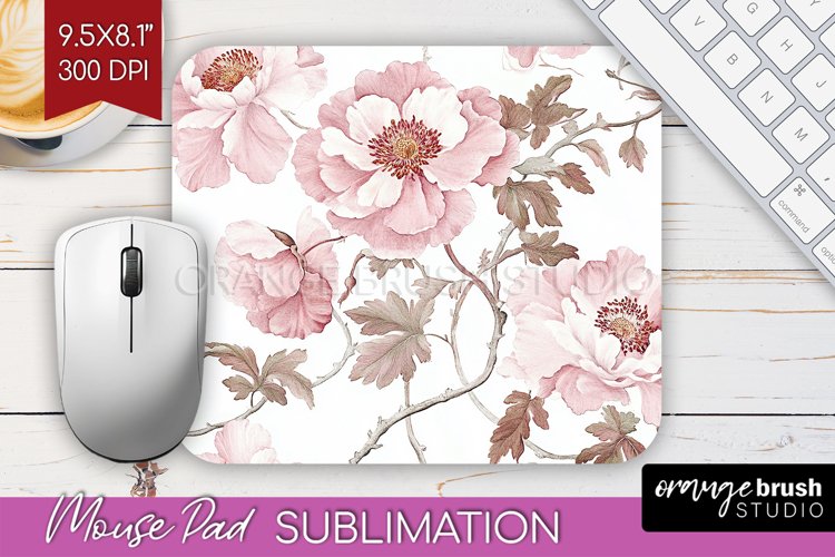 Peony Flowers Mouse Pad Sublimation - Floral Mousepad PNG