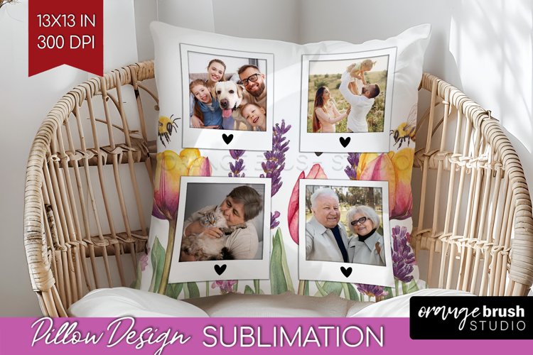 Wildflowers Photo Pillow PNG - Floral Picture Frame Pillow