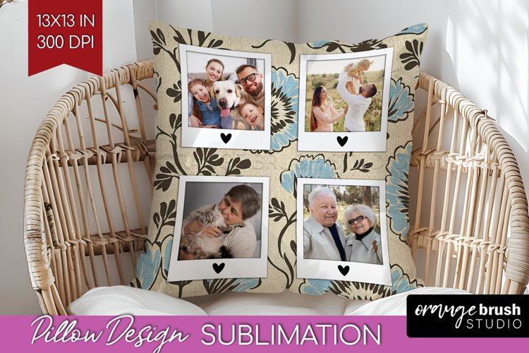 Flowers Photo Pillow PNG - Vintage Floral Picture Frame