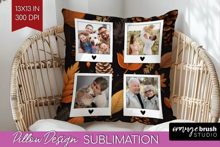 Autumn Photo Frame Pillow Sublimation - Add Your Picture