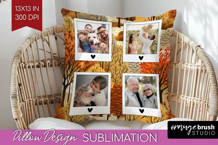 Autumn Photo Frame Pillow Sublimation - Add Your Picture