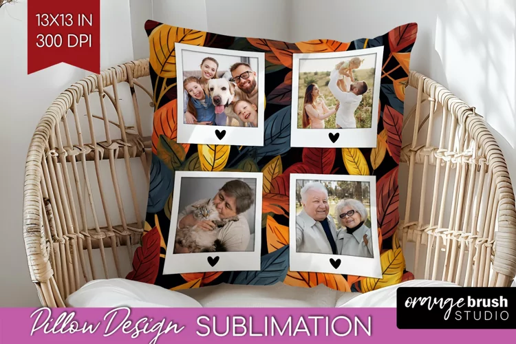 Autumn Photo Frame Pillow Sublimation - Add Your Picture