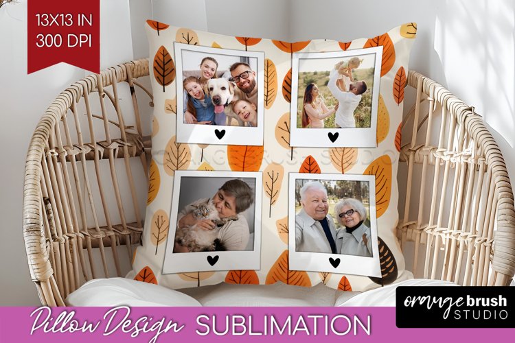 Autumn Photo Frame Pillow Sublimation - Add Your Picture example image 1