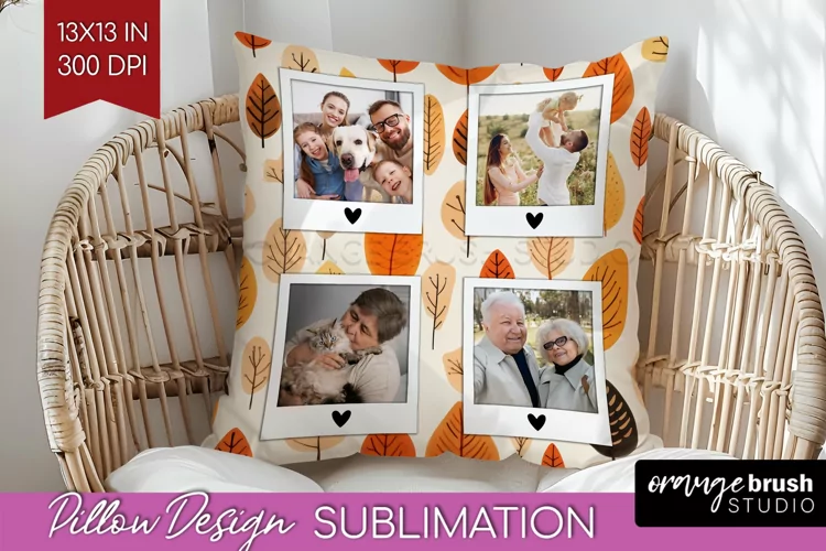 Autumn Photo Frame Pillow Sublimation - Add Your Picture