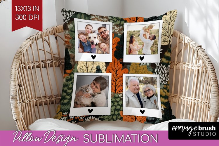 Autumn Photo Frame Pillow Sublimation - Add Your Picture example image 1