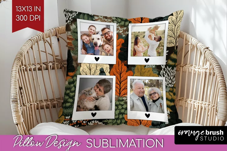 Autumn Photo Frame Pillow Sublimation - Add Your Picture