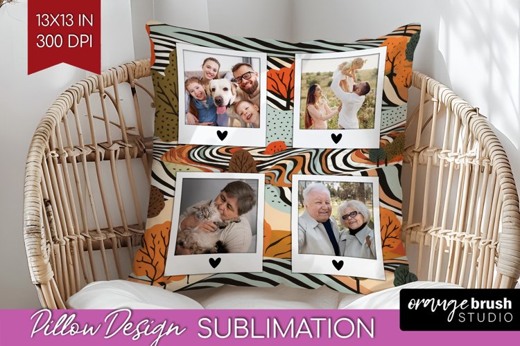 Autumn Photo Frame Pillow Sublimation - Add Your Picture example image 1